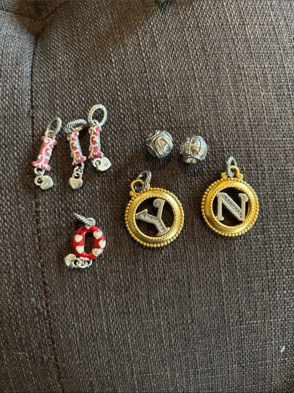 Brighton letter charms and beads, bundle of 8